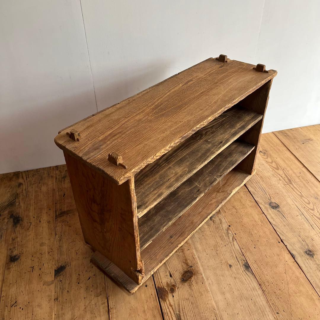 アンティーク 木製棚 ローボード ベンチ 本棚 食器棚 無垢材 無塗装 z840