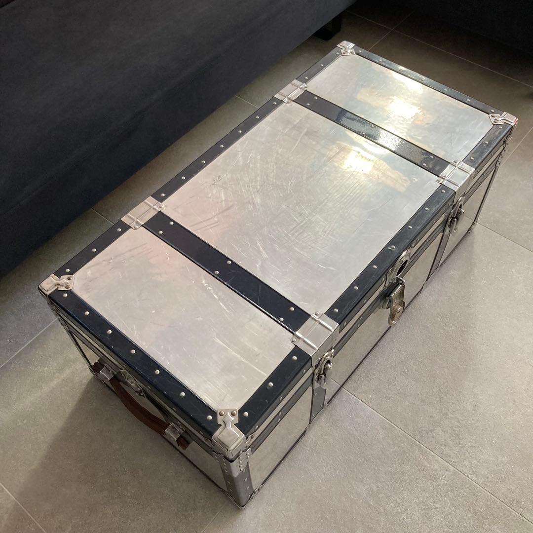 ヴィンテージ 大型トランク 船舶トランク インダストリアル 収納 ローテーブル