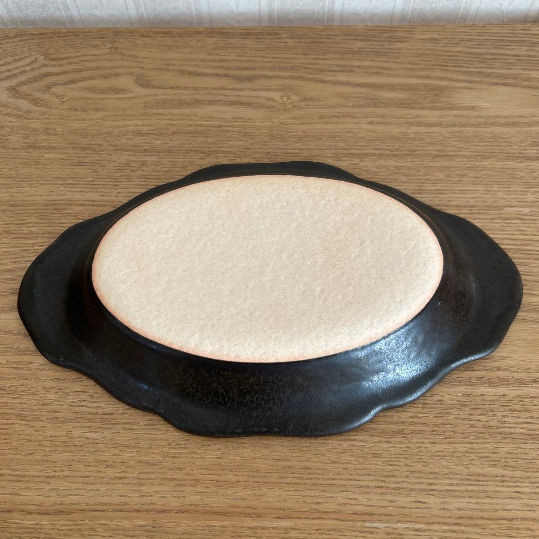 awabi ware 耐熱グラタン皿　Ｍ　２枚セット　黒マット　アイボリー