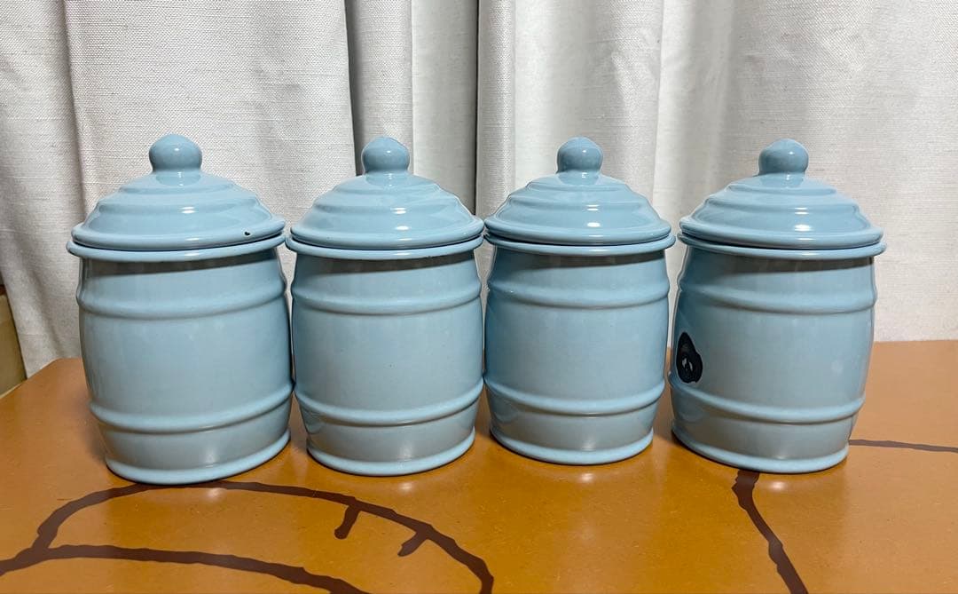 値下げしました⭐︎ホーロー　水色キャニスター缶　4点セット