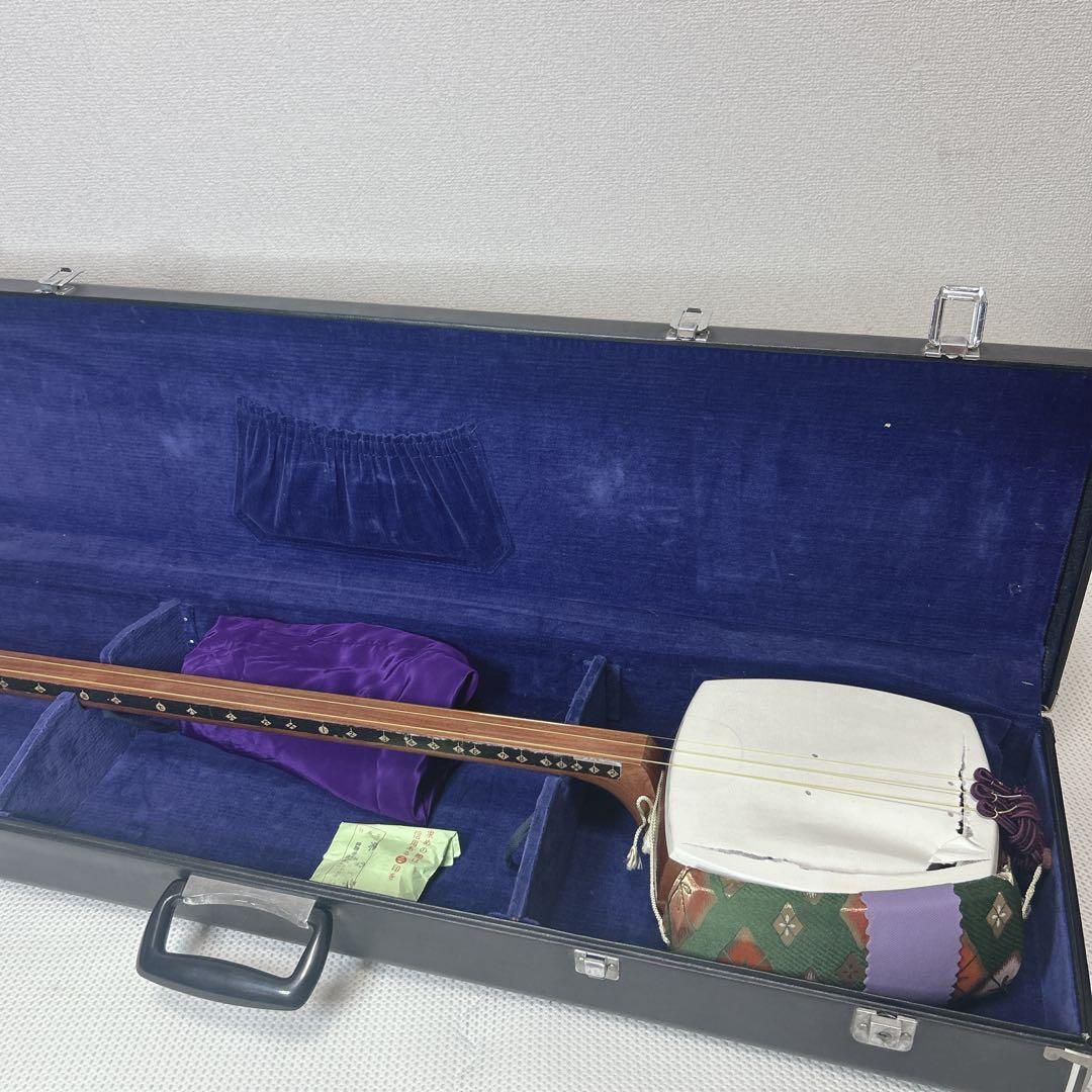 地唄　三味線　太棹　破れあり　ハードケース付　　ジャンク　3分割