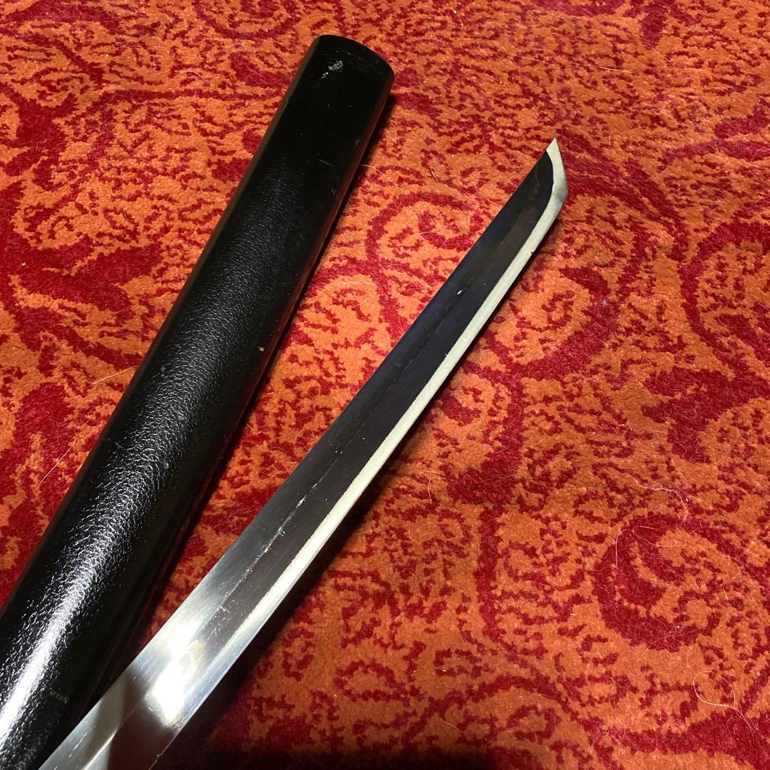 模造刀 黒柄 雲龍楕円鍔 黒鞘 直刃文