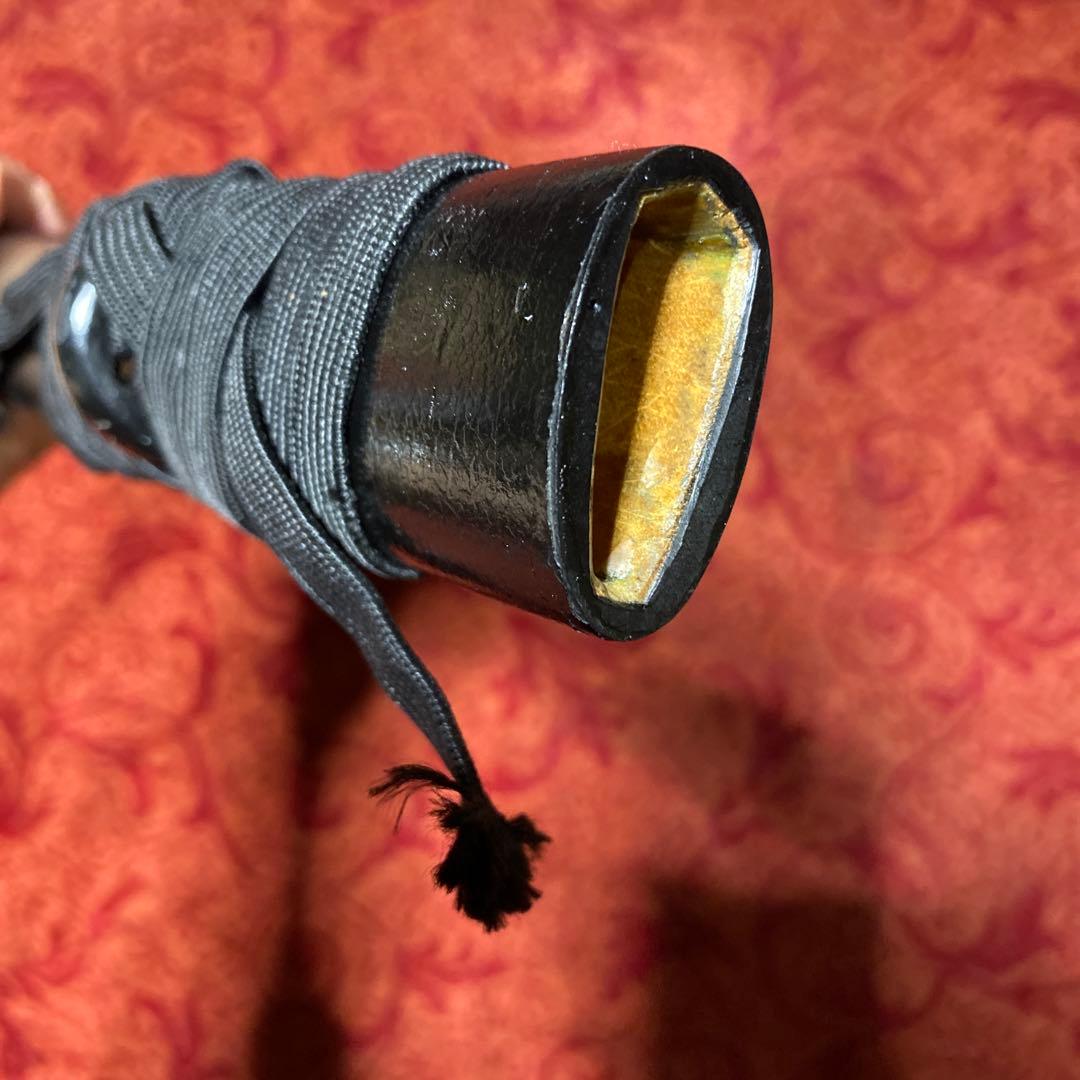 模造刀 黒柄 雲龍楕円鍔 黒鞘 直刃文