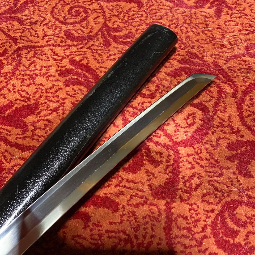 模造刀 黒柄 雲龍楕円鍔 黒鞘 直刃文