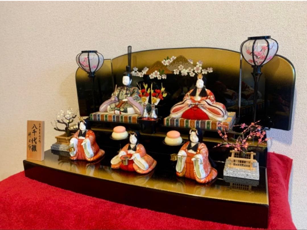 江戸木目込み高級雛人形★八千代雅5人揃 ★祥玉作★掃除グッズ付き★定価15万