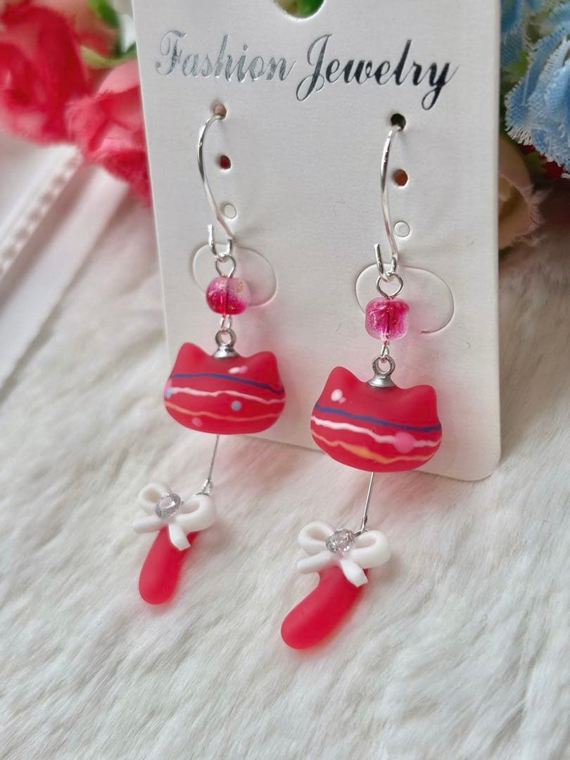 マット　にゃんこ♡風鈴風　ヨーヨー　ピアス/イヤリング✩.*˚