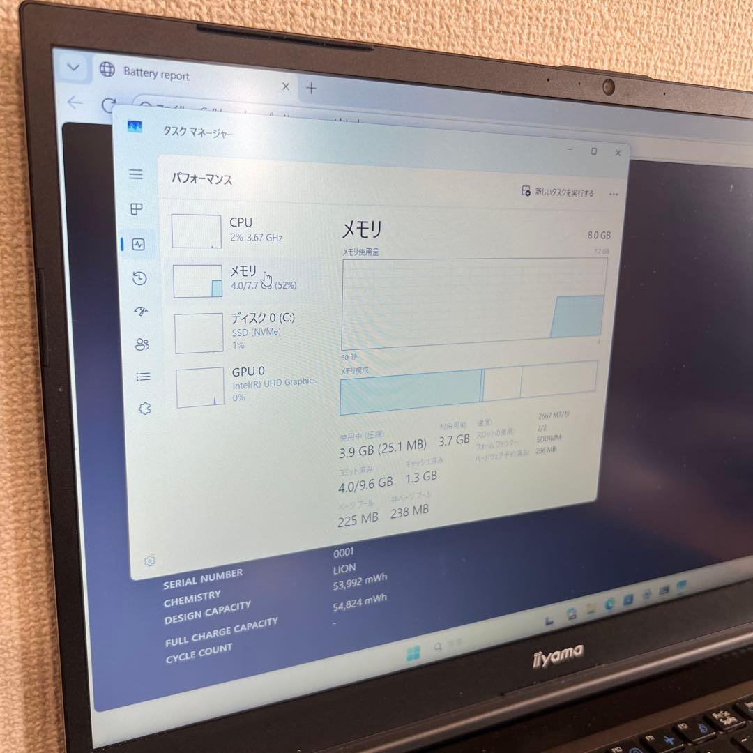 iiyama 第12世代 i5 15型 フルHD ノートパソコン ハイスペック