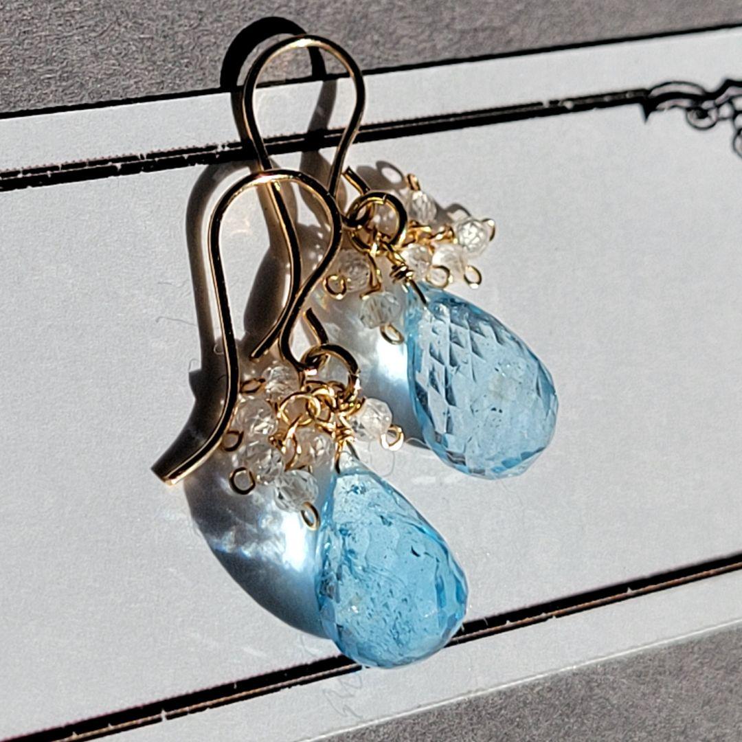 ベビースイスブルートパーズ 1粒ピアス