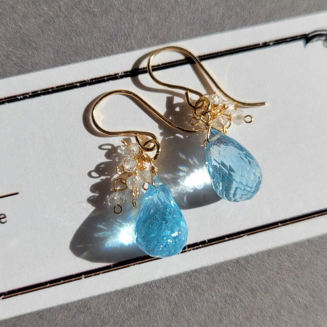 ベビースイスブルートパーズ 1粒ピアス