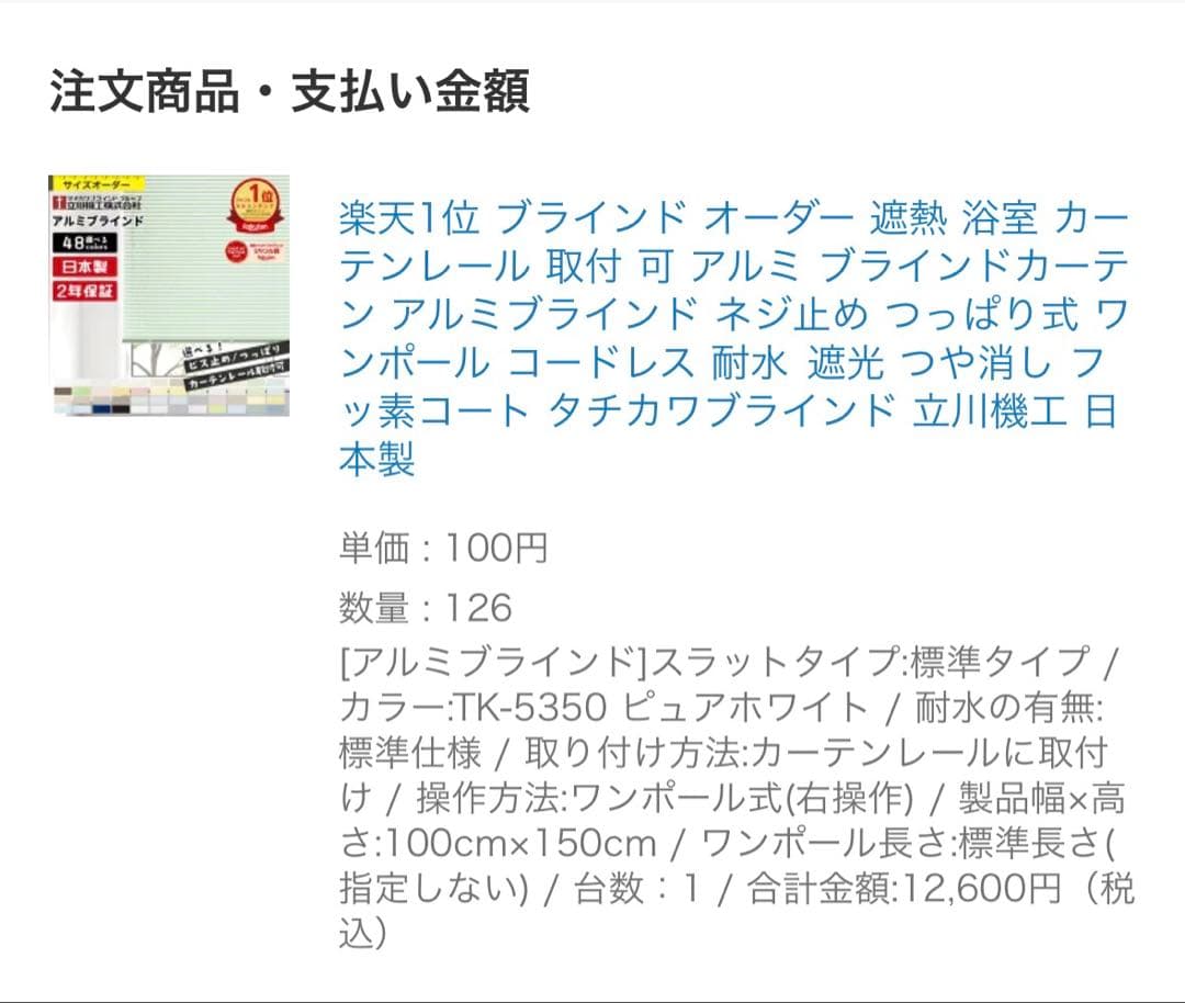 【新品未使用】ブラインド ホワイト 幅100×縦150