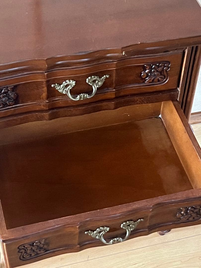 アンティーク 猫脚 2段 サイドチェスト クラシック 引き出し収納