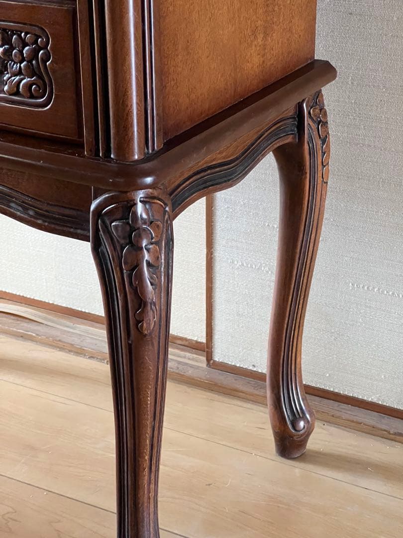 アンティーク 猫脚 2段 サイドチェスト クラシック 引き出し収納