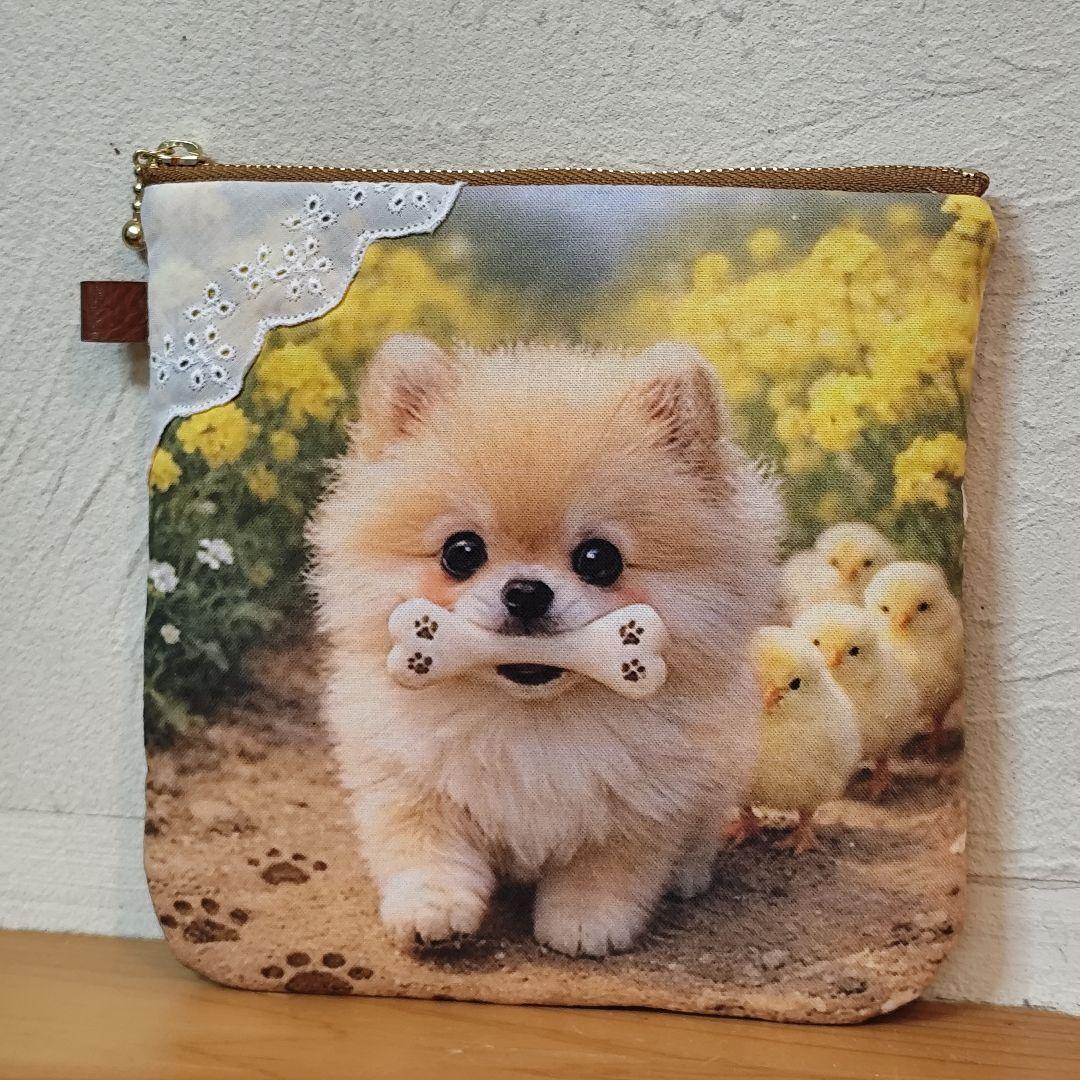 (専用ページ)ポメラニアンちゃんとひよこのふんわりファスナーポーチ、16