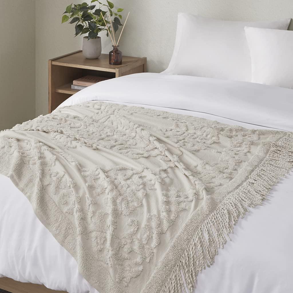 ブランケット ボヘミアンフリンジ付き - 127cm x 152cm Grey