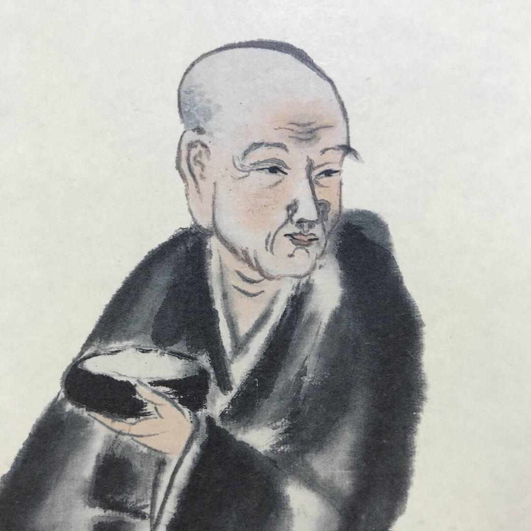 複製/亀田鵬斎/良寛賛/良寛と子供の図/工芸品/掛軸/名家伝来/AK-247