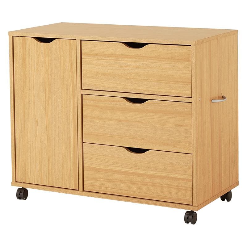 ♡ キャスター付きチェスト 幅80cm ナチュラル [8433]