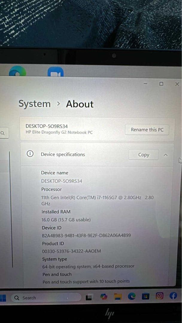 Windowsノート本体 HP elite dragonfly i7 11gen. (x360 )