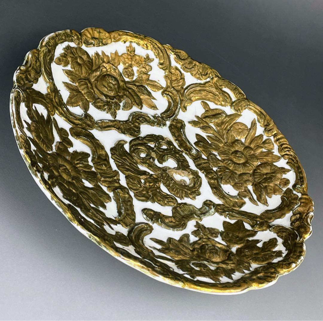 マイセン グランツゴールド風 キャビネット プレート 皿 レリーフ ロココ調