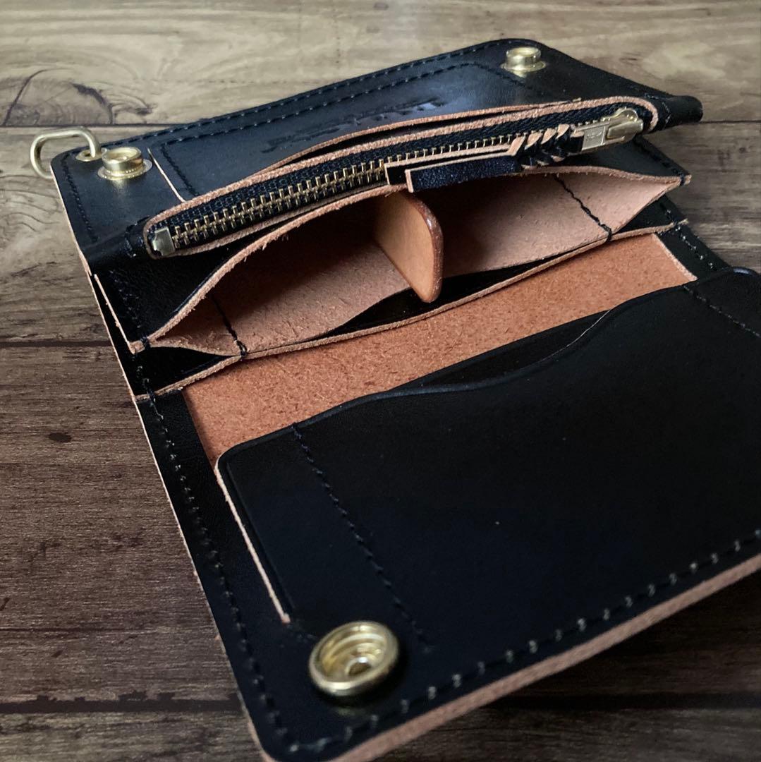 【★RAT★】ミドルトラッカーウォレット茶芯ブラック【お札を折らずに収納】