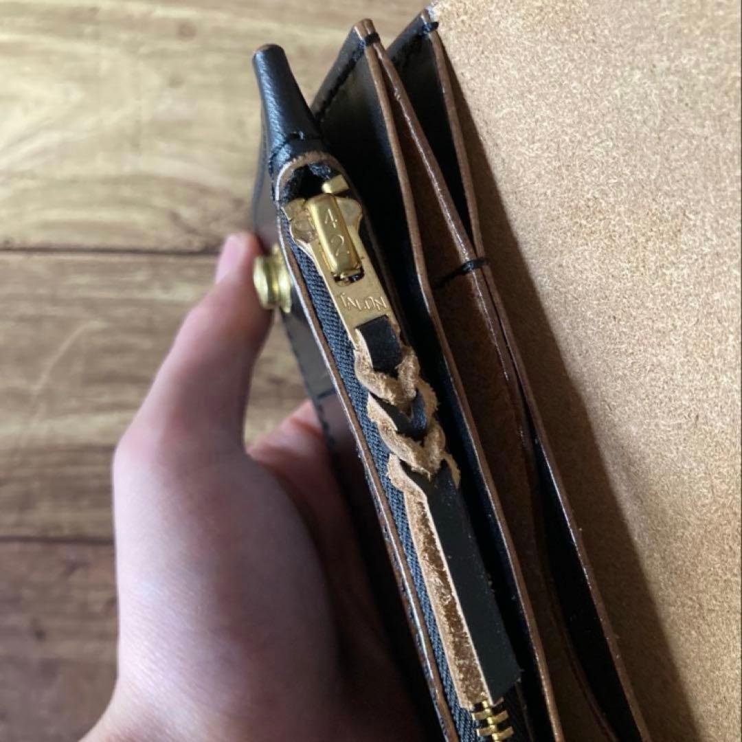 【★RAT★】ミドルトラッカーウォレット茶芯ブラック【お札を折らずに収納】