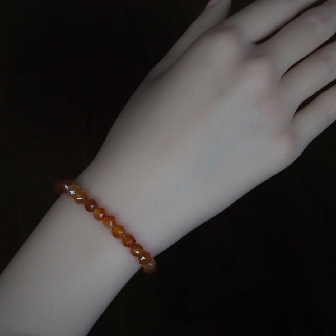 【抹茶】ミックスカーネリアンのゴムブレスレット