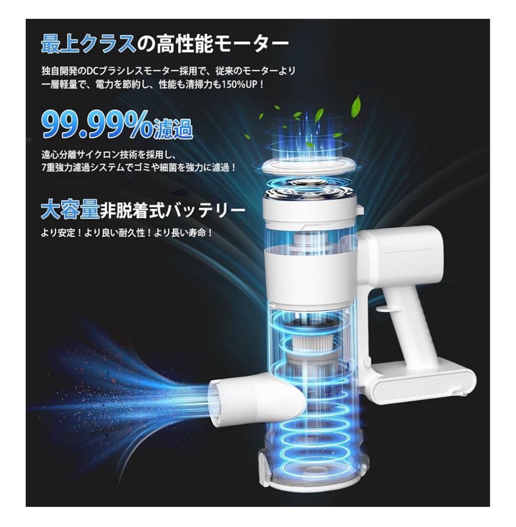 新品⭐️掃除機 コードレスダイソン級45000Pa超強力吸引力LEDライト付自立式