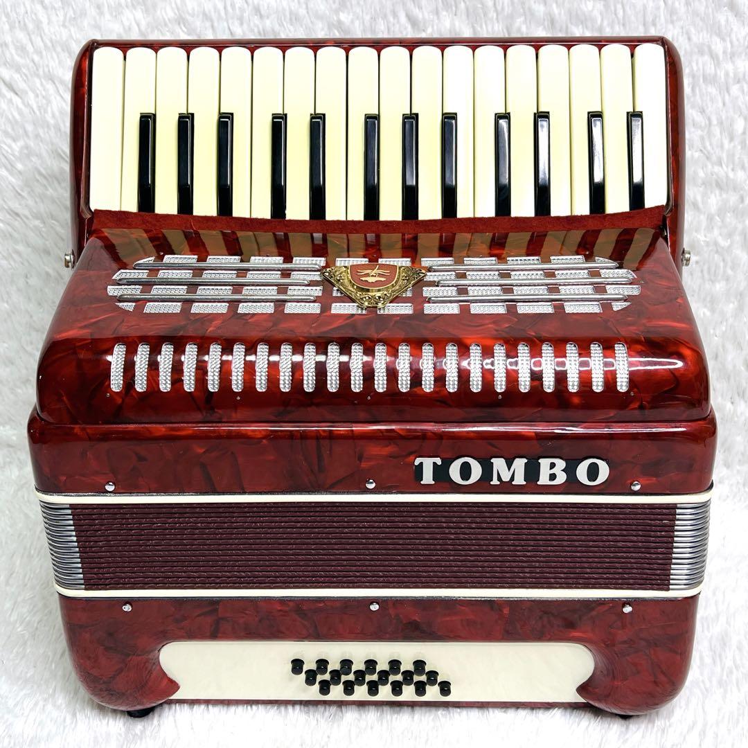 【動作品】TOMBO アコーディオン T-18 赤 ハードケース 鍵付き 30鍵