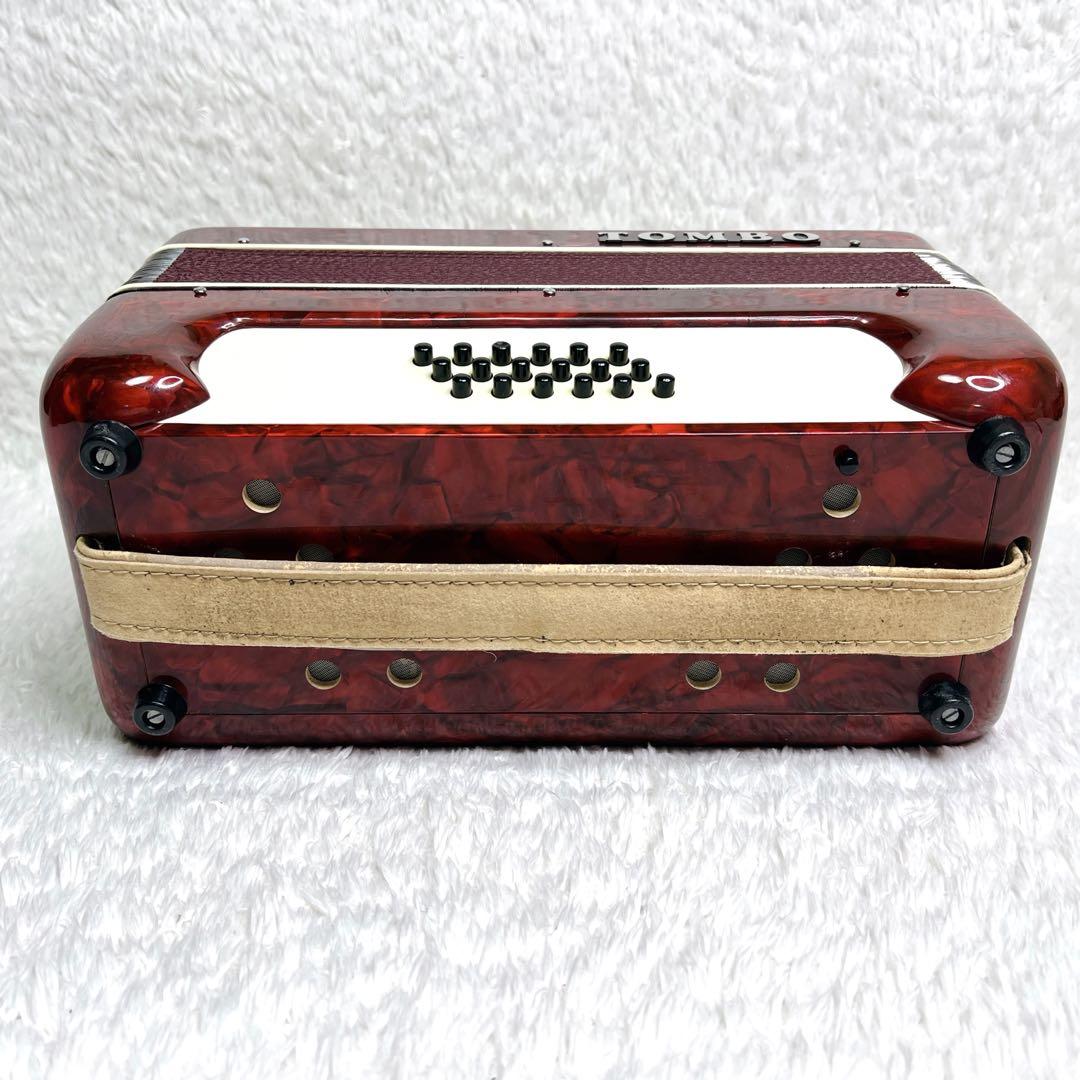 【動作品】TOMBO アコーディオン T-18 赤 ハードケース 鍵付き 30鍵