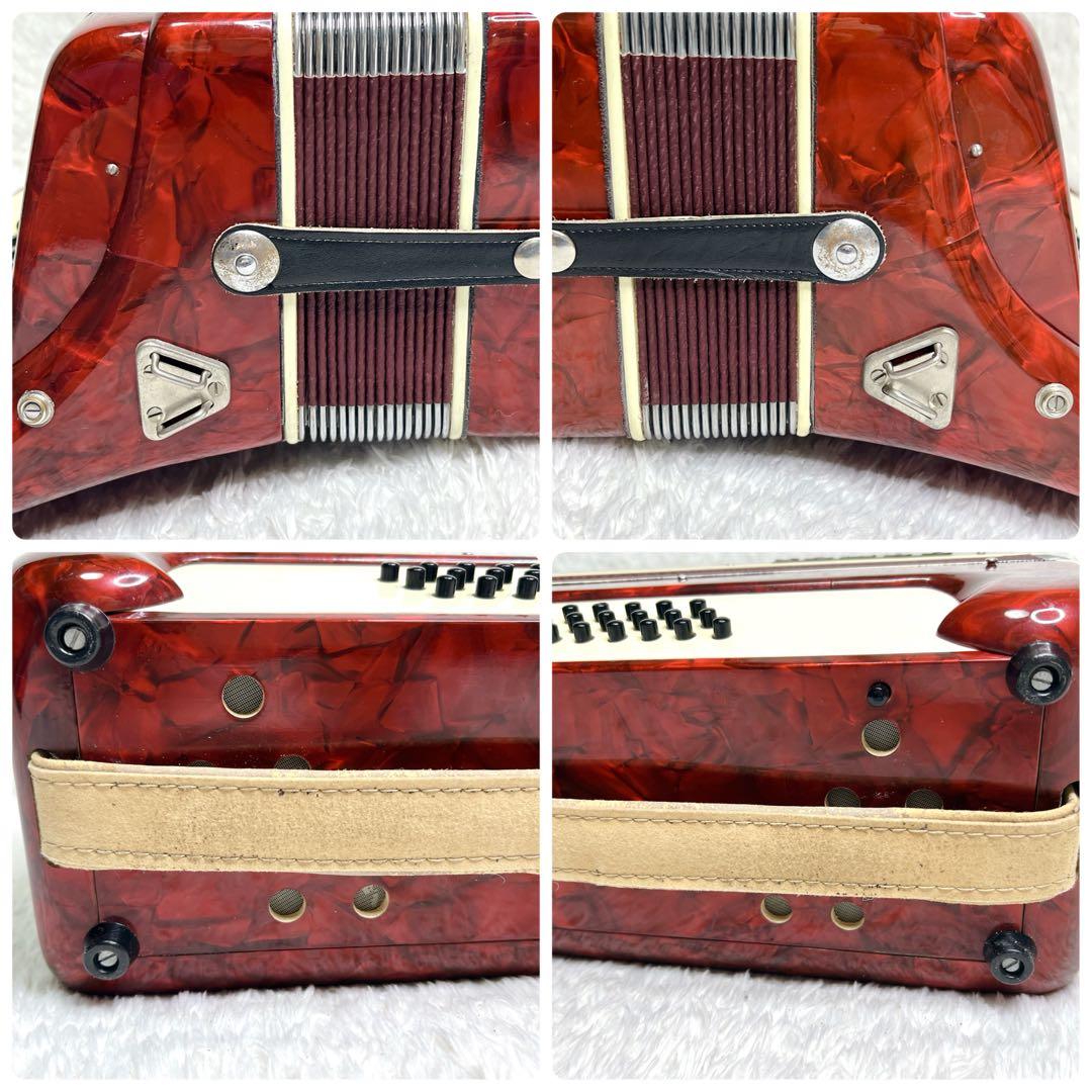 【動作品】TOMBO アコーディオン T-18 赤 ハードケース 鍵付き 30鍵