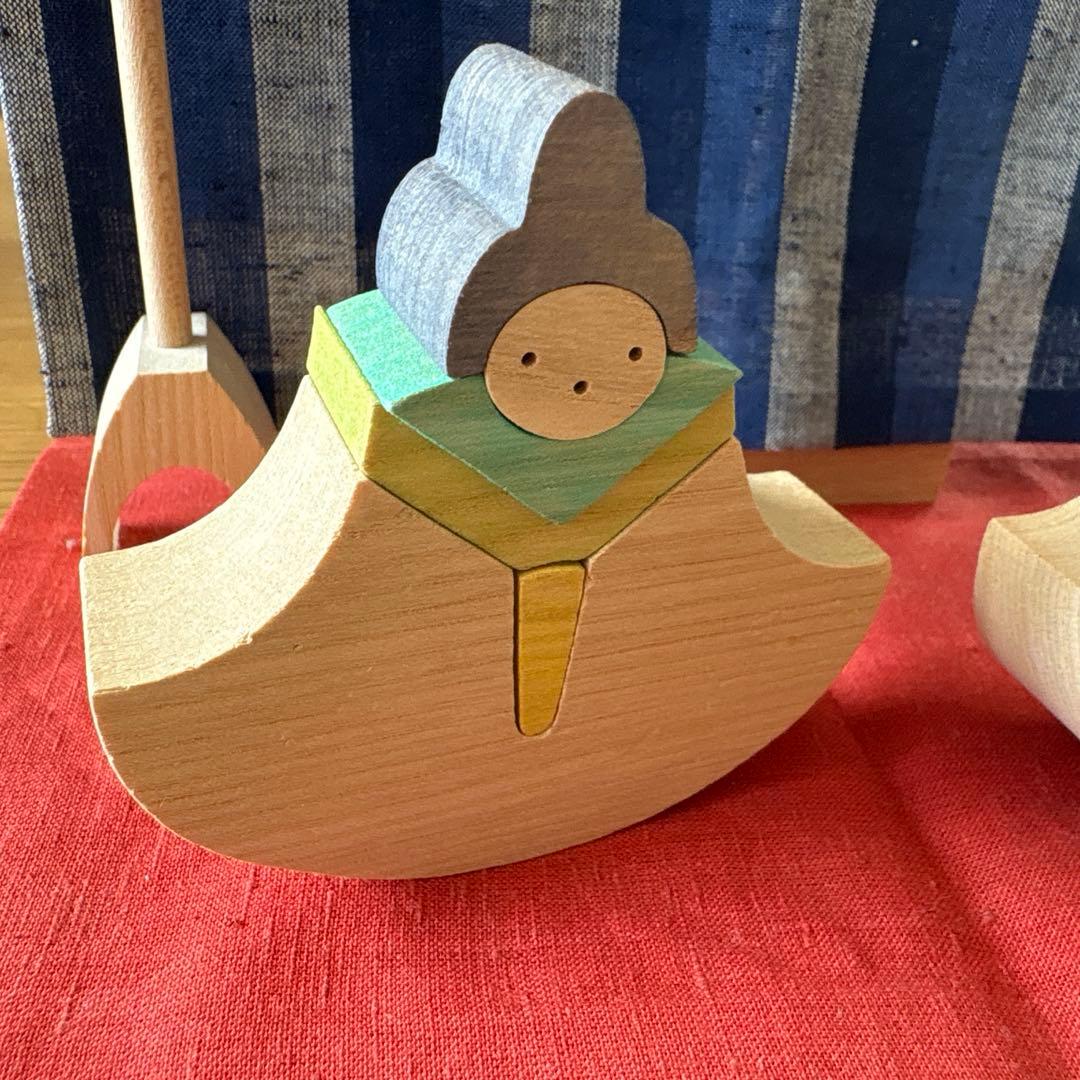 小黒三郎 組み木　銀杏びな　24ミリ　もうせん青　雛人形