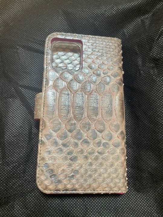 本物 蛇革 本革 iPhone 12Pro 手帳ケース ピンク