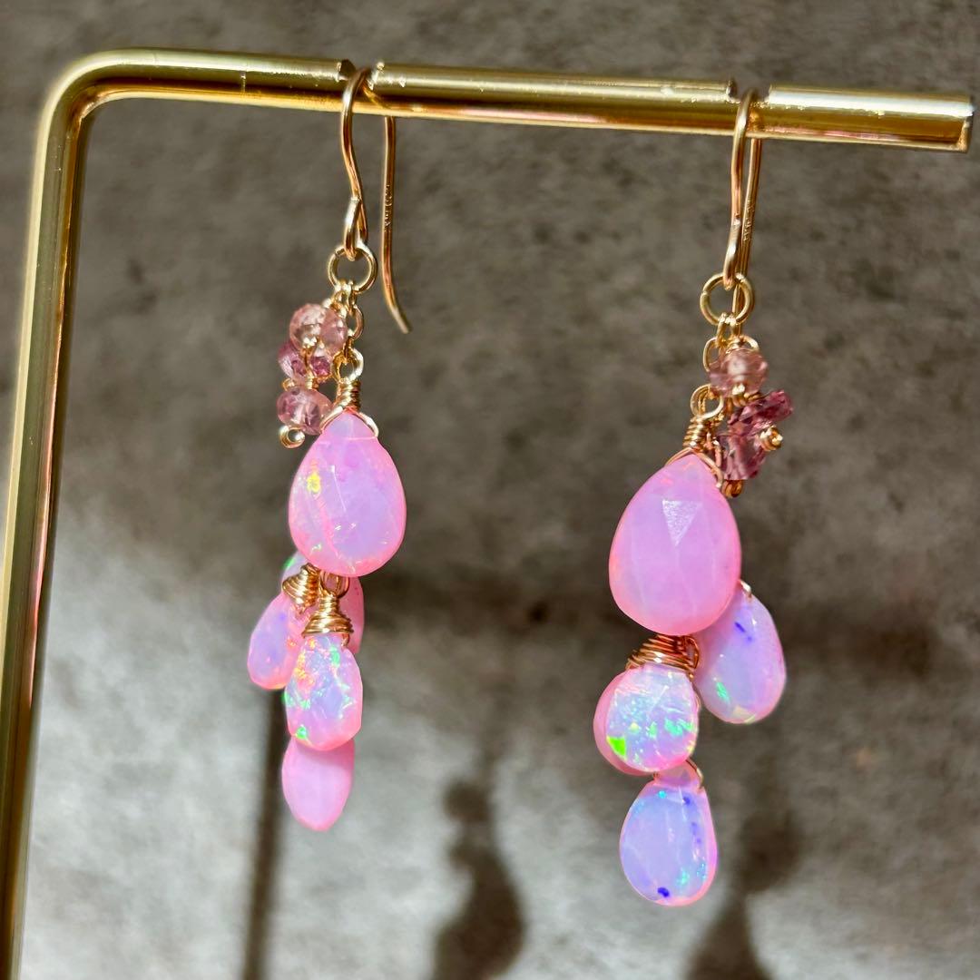 専用♡桜カラー✳︎カラーオパール　14kgf　天然石ピアス/イヤリング