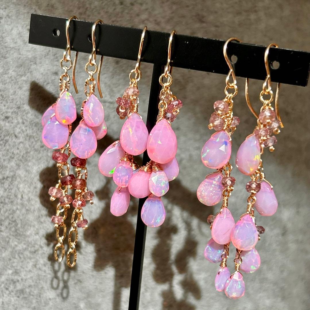 専用♡桜カラー✳︎カラーオパール　14kgf　天然石ピアス/イヤリング