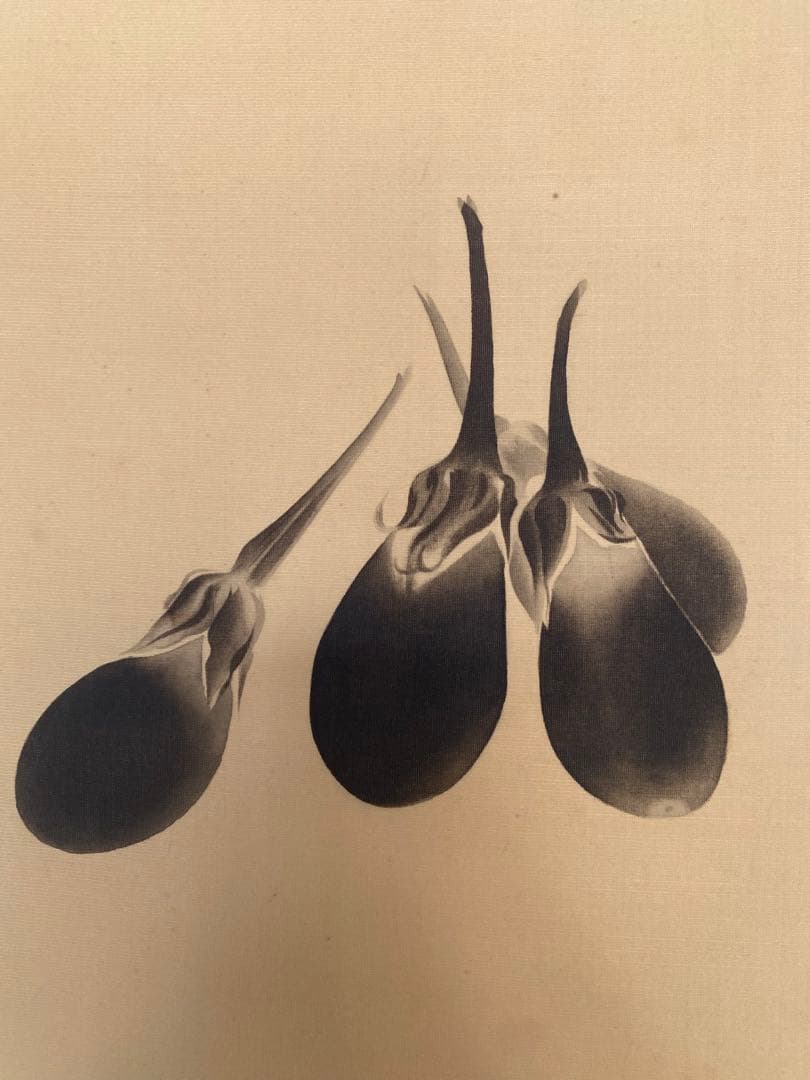 工芸画　小林古径　古径　茄子之図　ナス図　茄子図 水墨画 植物