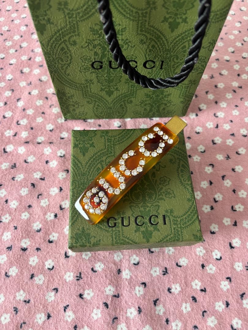 ヘアクリップ グッチ クリスタル ヘアピン