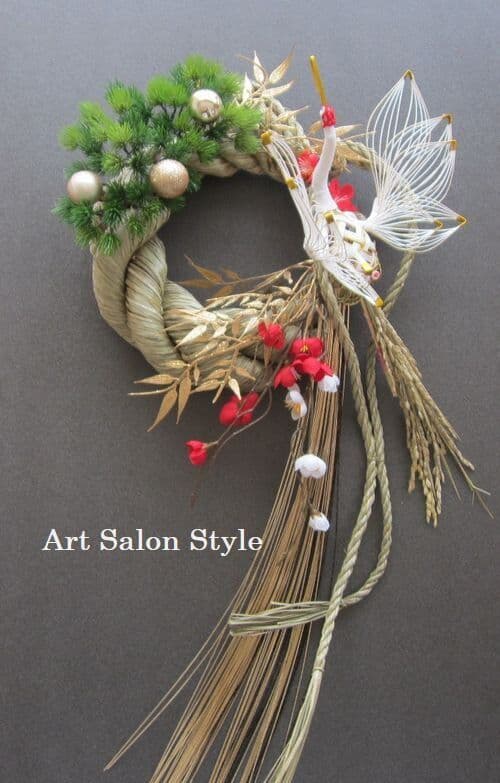 お正月飾り　初鶴松竹梅のしめ飾り　LLサイズ