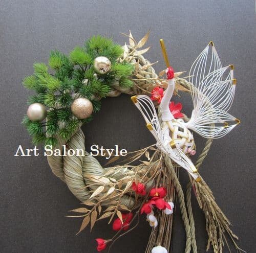 お正月飾り　初鶴松竹梅のしめ飾り　LLサイズ