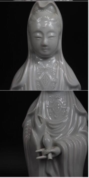 送料無料　鍋島冬山作 白磁観音立像 共箱・完品無傷　高さ30ｃｍ