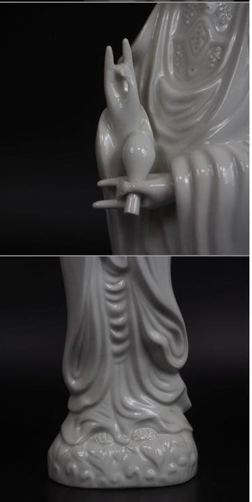 送料無料　鍋島冬山作 白磁観音立像 共箱・完品無傷　高さ30ｃｍ