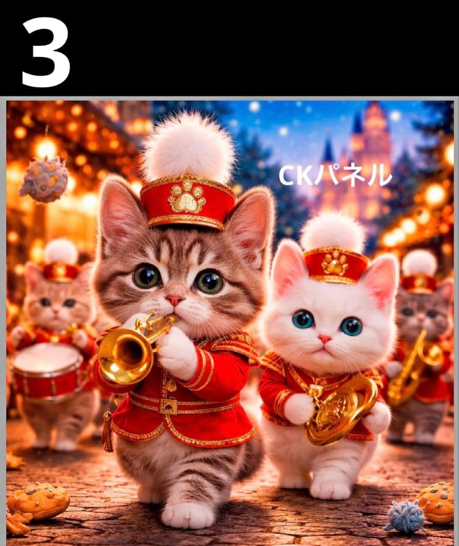 オーダーページ　ハンカチ117 マーチングバンドねこちゃん柄ハンドメイド3/20