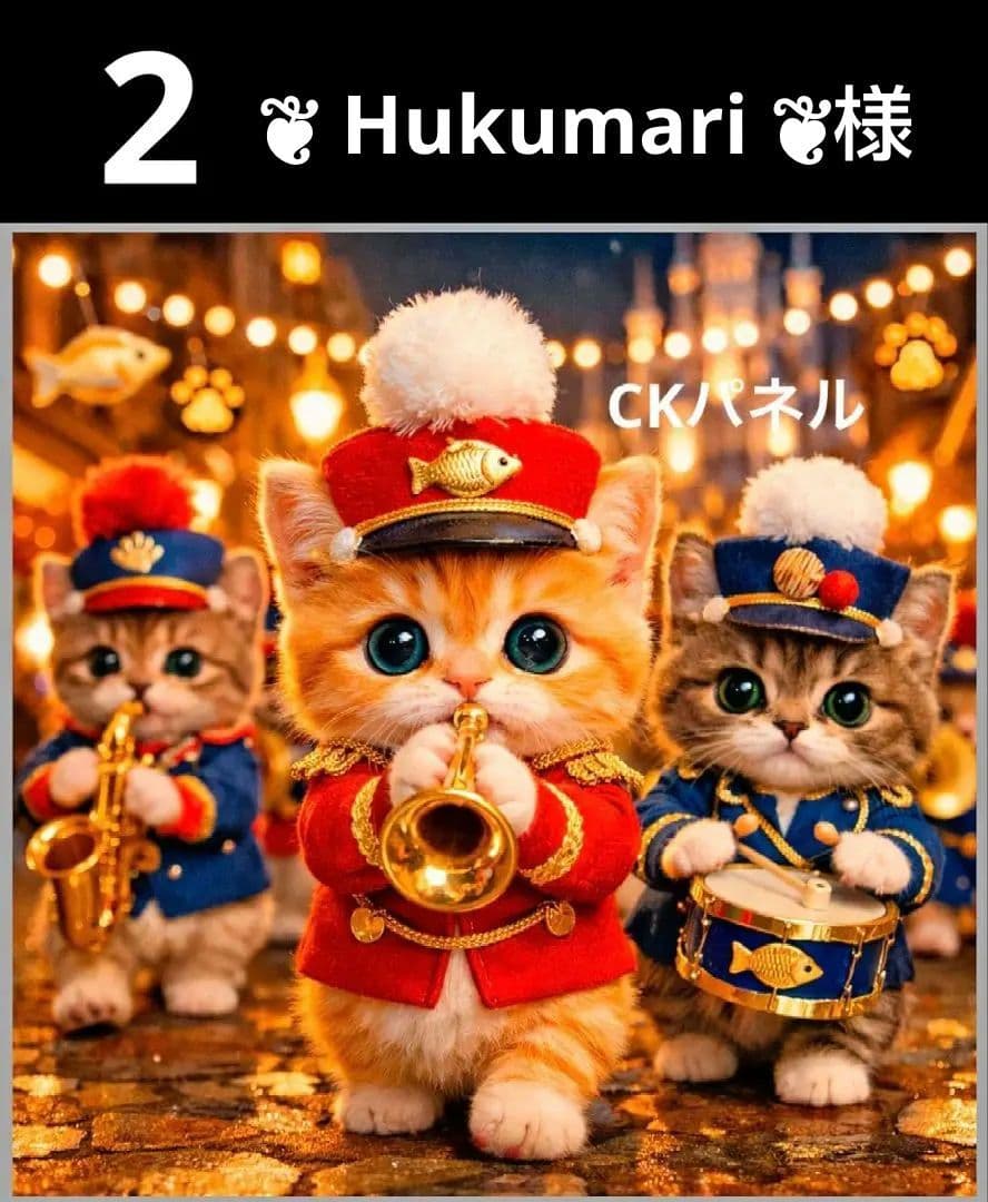 オーダーページ　ハンカチ117 マーチングバンドねこちゃん柄ハンドメイド3/20