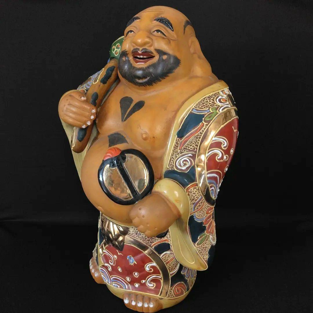 古九谷 布袋様 高28㎝ 七福神 仏像 手描き 布袋 開運 風水 縁起物 九谷焼