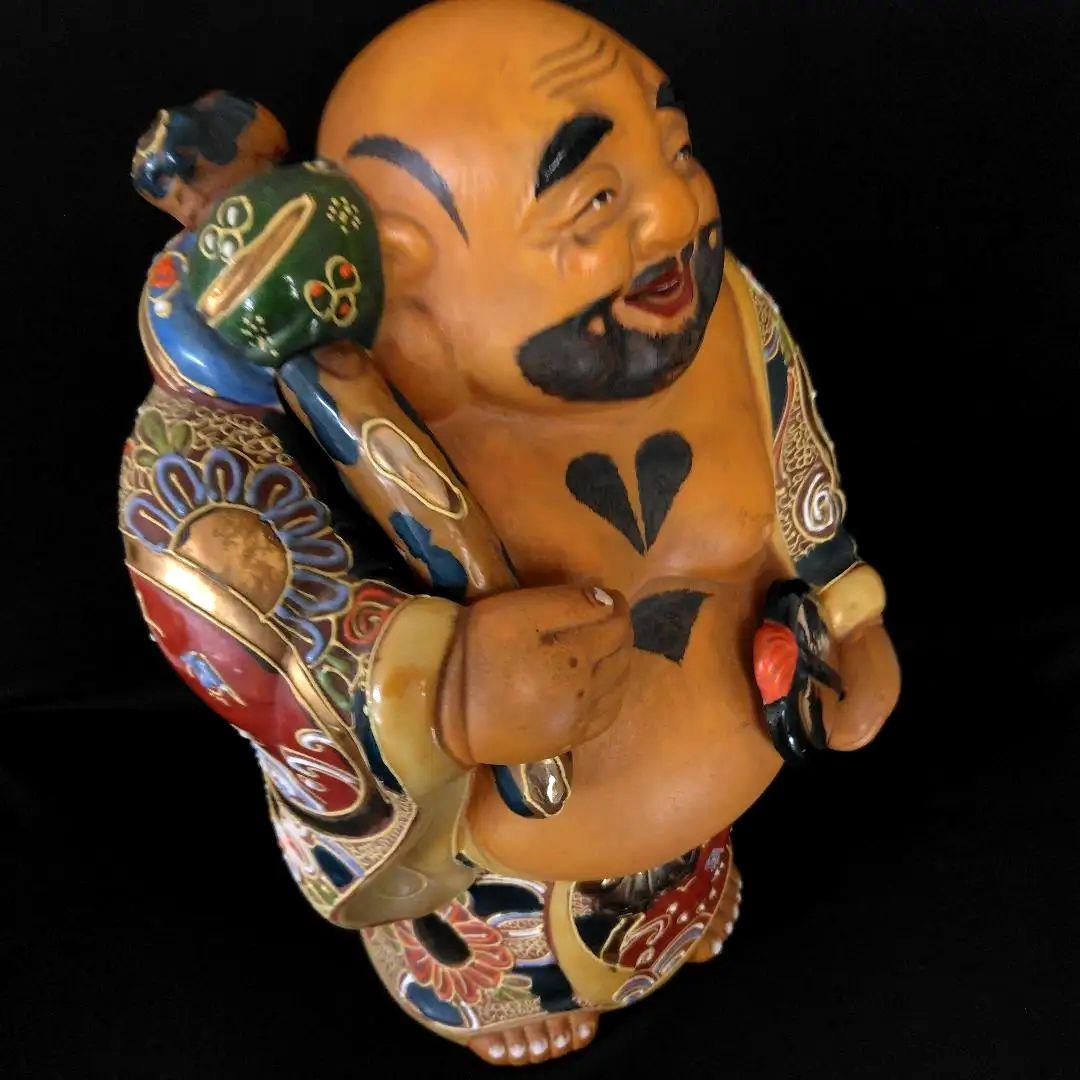 古九谷 布袋様 高28㎝ 七福神 仏像 手描き 布袋 開運 風水 縁起物 九谷焼