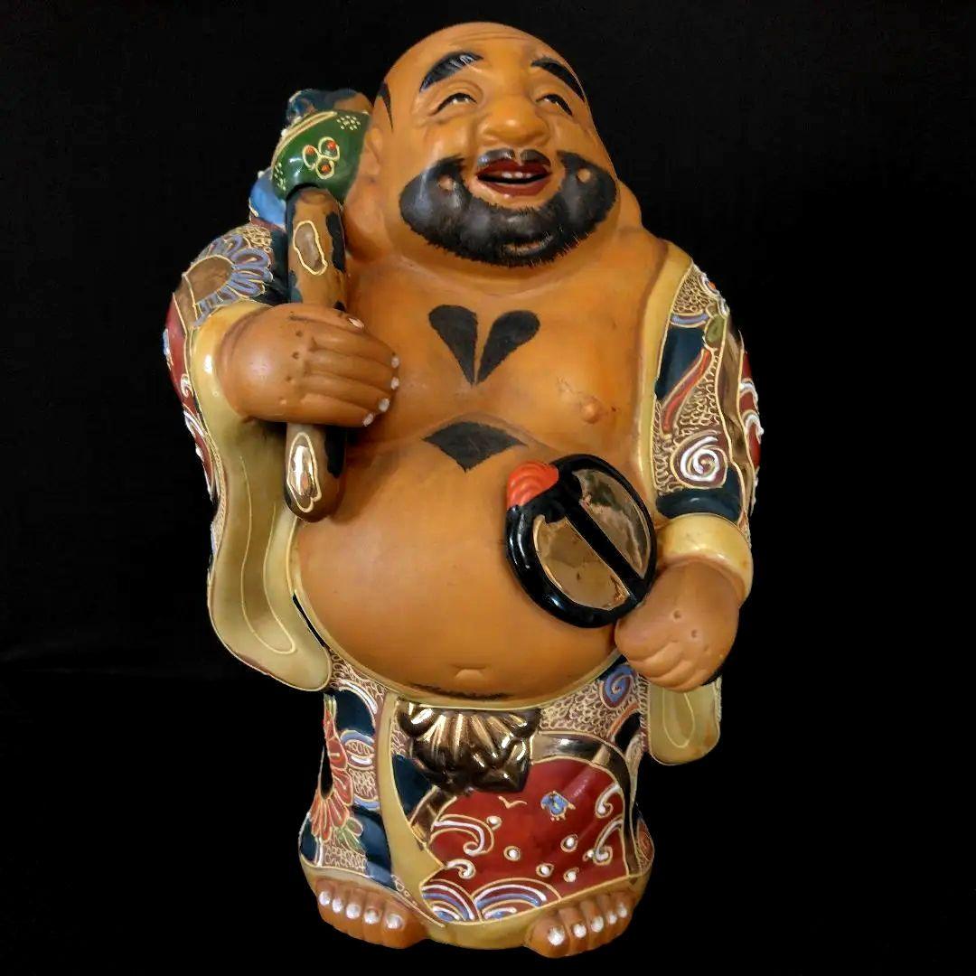 古九谷 布袋様 高28㎝ 七福神 仏像 手描き 布袋 開運 風水 縁起物 九谷焼