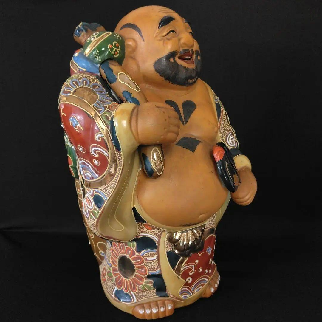 古九谷 布袋様 高28㎝ 七福神 仏像 手描き 布袋 開運 風水 縁起物 九谷焼