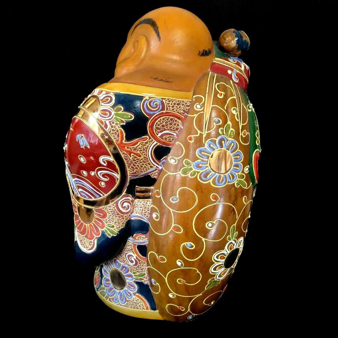 古九谷 布袋様 高28㎝ 七福神 仏像 手描き 布袋 開運 風水 縁起物 九谷焼