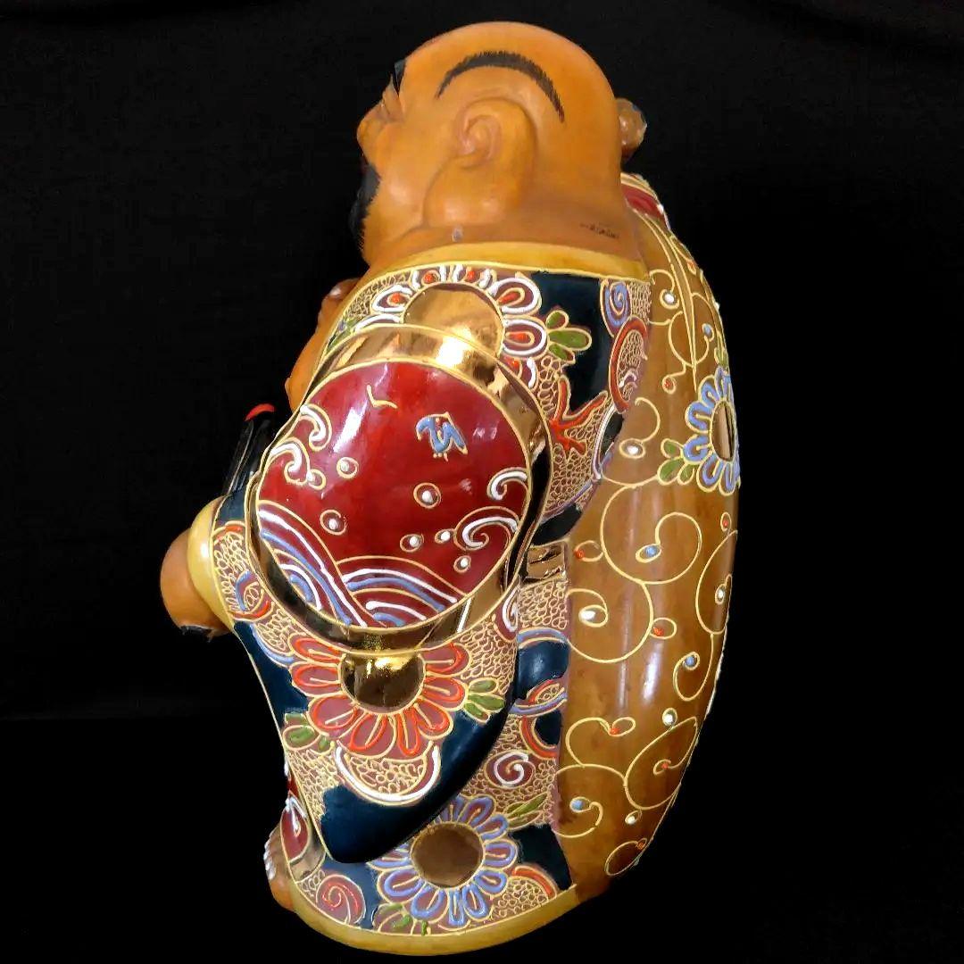古九谷 布袋様 高28㎝ 七福神 仏像 手描き 布袋 開運 風水 縁起物 九谷焼