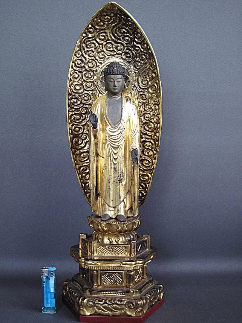 大幅値下げ‼️古仏！江戸後期『木造 阿弥陀如来立像』総高52㎝