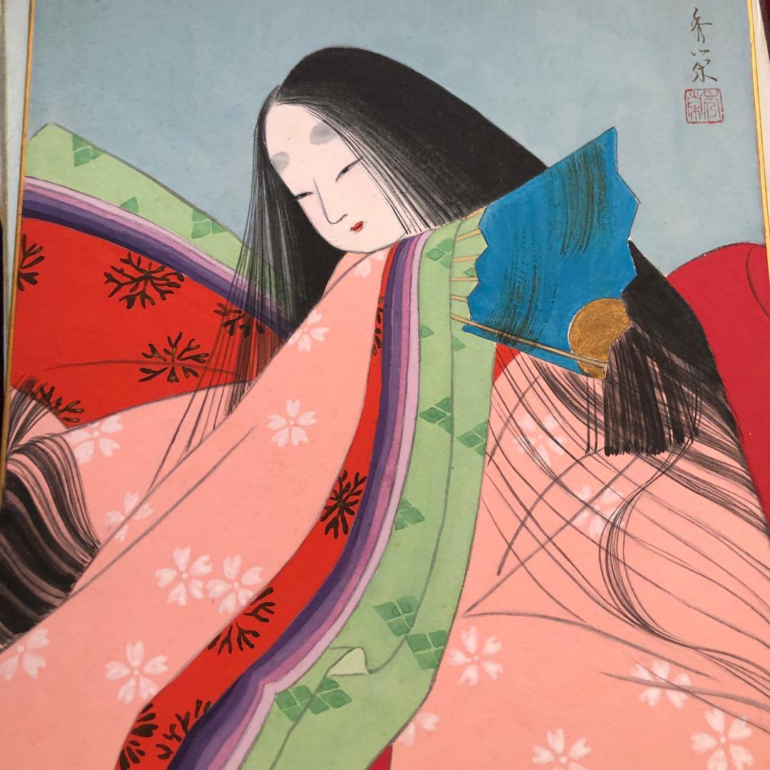 立ち雛　日本画　色紙絵　お雛様　あやめ