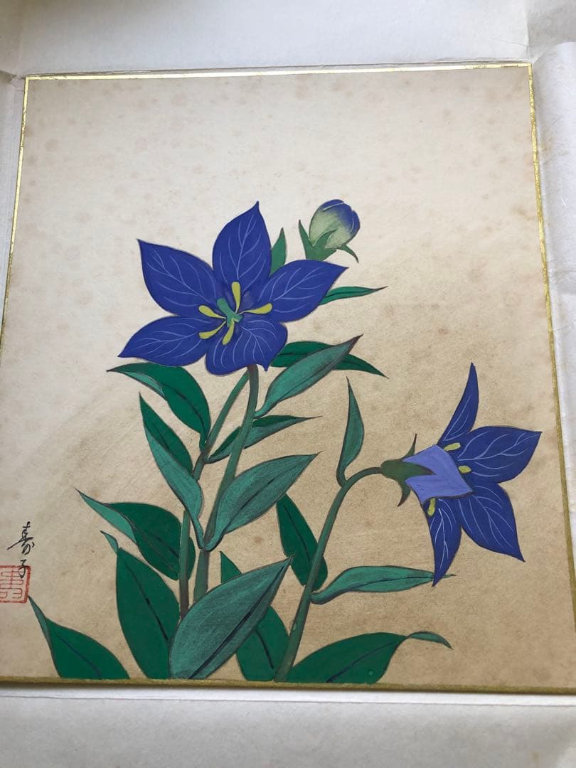 立ち雛　日本画　色紙絵　お雛様　あやめ